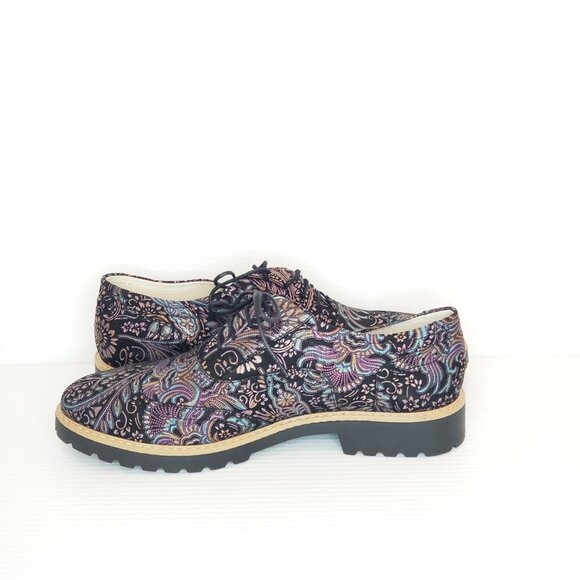 Zapato Black Fine Floral Platform Leather Oxford - HAML6 - Picture 4 of 9